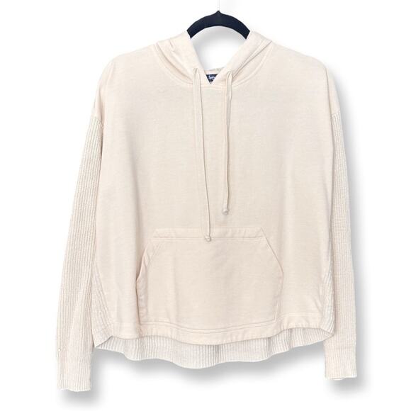 Splendid Cream Knit Wool Blend Cropped Oversized Pullover Hoodie - Picture 1 of 7